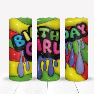 Birthday Girl Drinkware Tumbler Set, Custom Name (optional)